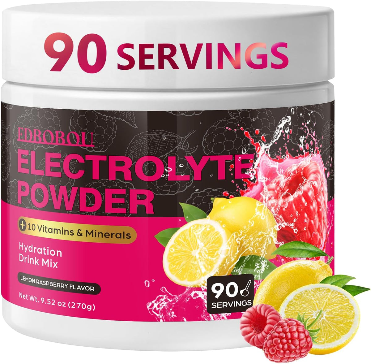 Sugar Free Raspberry Lemon Electrolyte Powder, Zero Calorie, 90 Servings