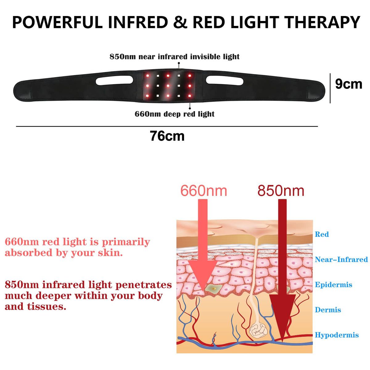 Red Light Therapy Belt for Neck, Infrared Light Therapy Flexible Wearable Wrap Pad