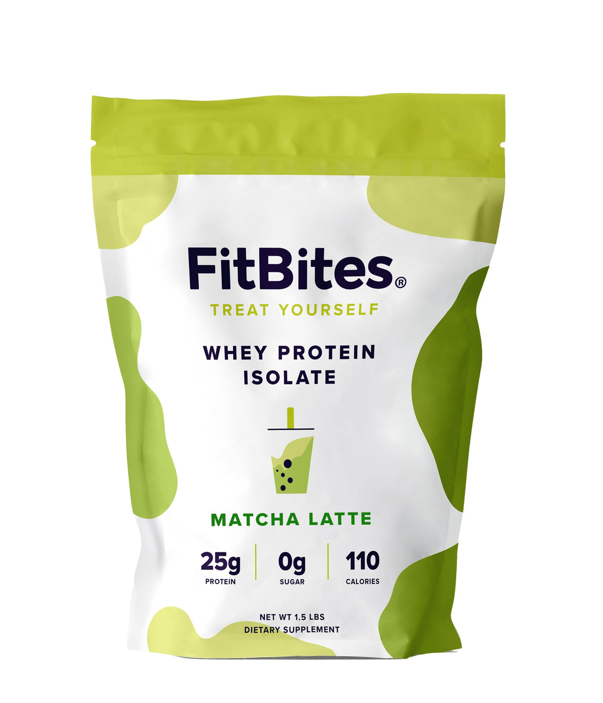 FitBites 100% Whey Isolate Protein Powder (Matcha Latte), 5.9g BCAAs, Gluten Free