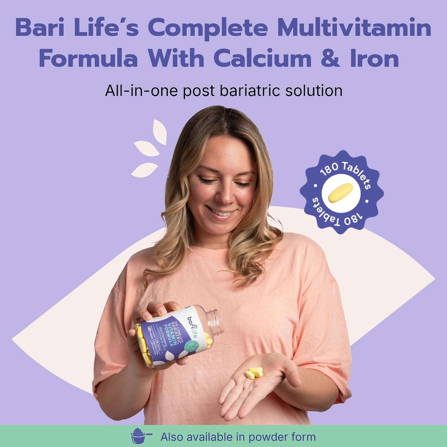 Bari Life Complete Bariatric Multivitamin Non-chewable Tablet w/Calcium Citrate and Iron - 180 Tablets/Bottle