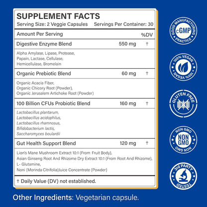 Probiotics & Digestive Enzymes Bundle – 100 Billion CFU Probiotic with 35 Strains + Multi Enzyme Complex for Men & Women – Supports Digestive Balance, Gut Health & Nutrient Absorption – Vegan, Non-GMO