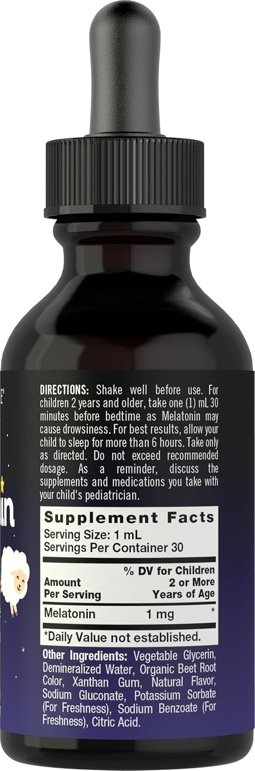 Carlyle Kids Melatonin Liquid | 1 fl oz | Two Pack | Fruit Flavor | Drug Free Childrens Supplement