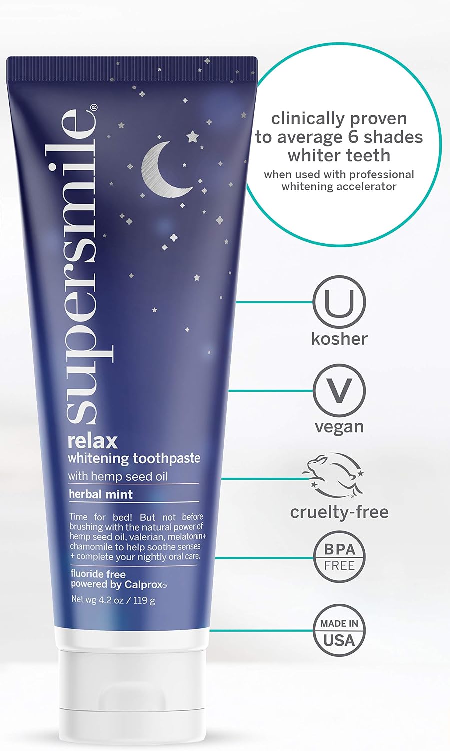 Supersmile Relax Calming Herbal Mint Whitening Toothpaste, 4.2 Oz