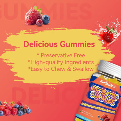 Probiotic Gummies for Digestive Health 10 Billion CFU Bacillus 60 Count | Probiotic Gummies for Digestive Health 10 Billion CFU Bacillus Coagulans Immune & Digestive Support for Men & Women 60 Count