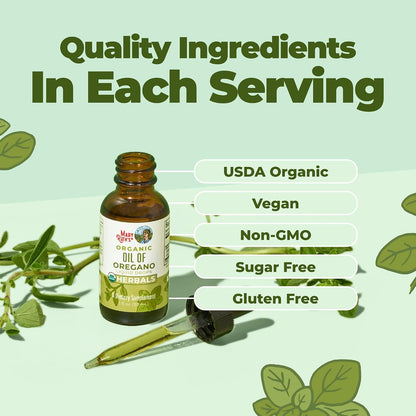 MaryRuth Organics Oregano Oil Drops | 6 Month Supply | USDA Organic Oil of Oregano Liquid | Herbal Blend for Immune Support | Digestive Health | Overall Health | Vegan | Sugar Free | Non-GMO | 1 Fl Oz