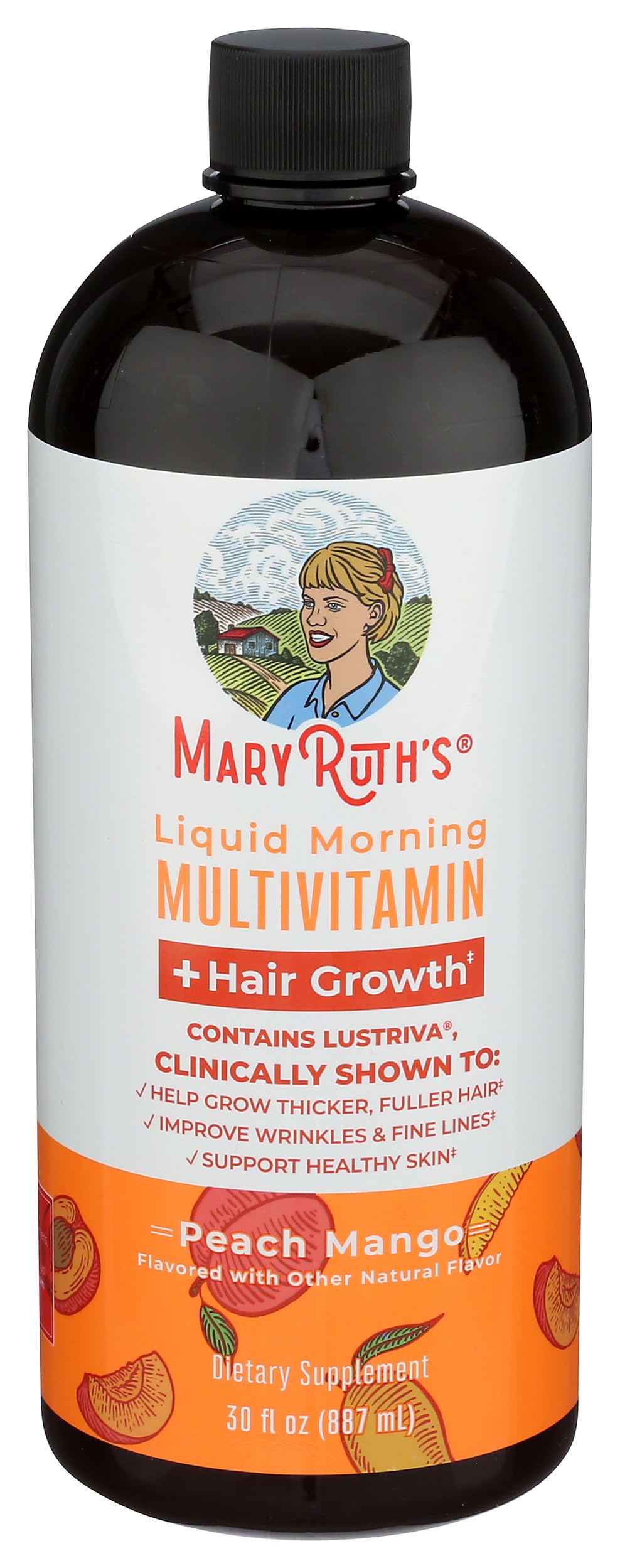 MARYRUTH'S Liquid Multivitamin + Hair Growth | Clinically Tested in Women for Thicker Hair & Facial Wrinkles | Biotin 10000mcg | Lustriva Hair Growth Supplements | Skin Care | Ages 18+ | 15.22 Fl Oz