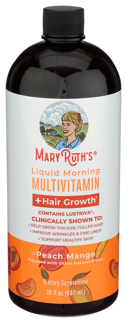 MARYRUTH'S Liquid Multivitamin + Hair Growth | Clinically Tested in Women for Thicker Hair & Facial Wrinkles | Biotin 10000mcg | Lustriva Hair Growth Supplements | Skin Care | Ages 18+ | 15.22 Fl Oz