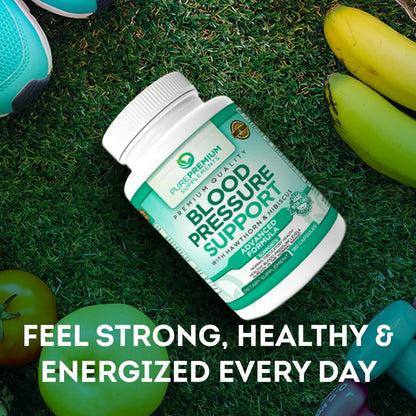 PurePremium Blood Pressure Supplements with Hawthorn, Hibiscus & Garlic