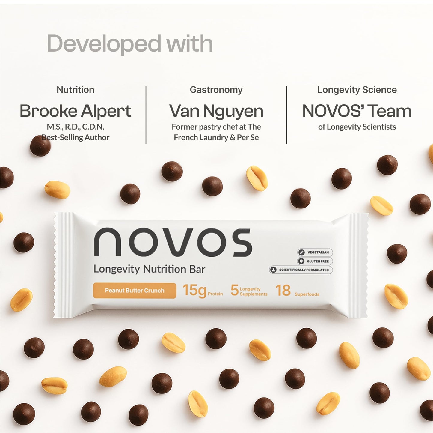 Novos Longevity Protein Bar | 15g Protein, 20 Superfoods, 5 Longevity Ingredients for Men & Women | Supports Skin, Mind & Mood | Mixed Berry Crunch (12-Pack)