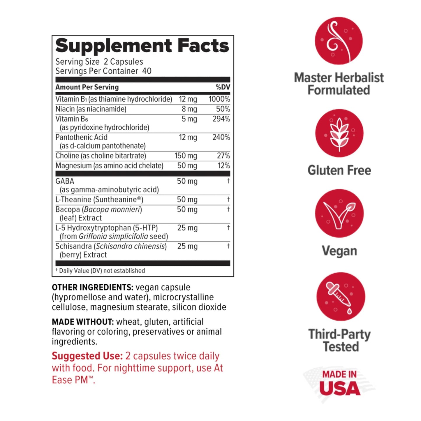 Redd Remedies, At Ease, Supports Relaxation and Stress Resistance, 80 Vegan Capsules