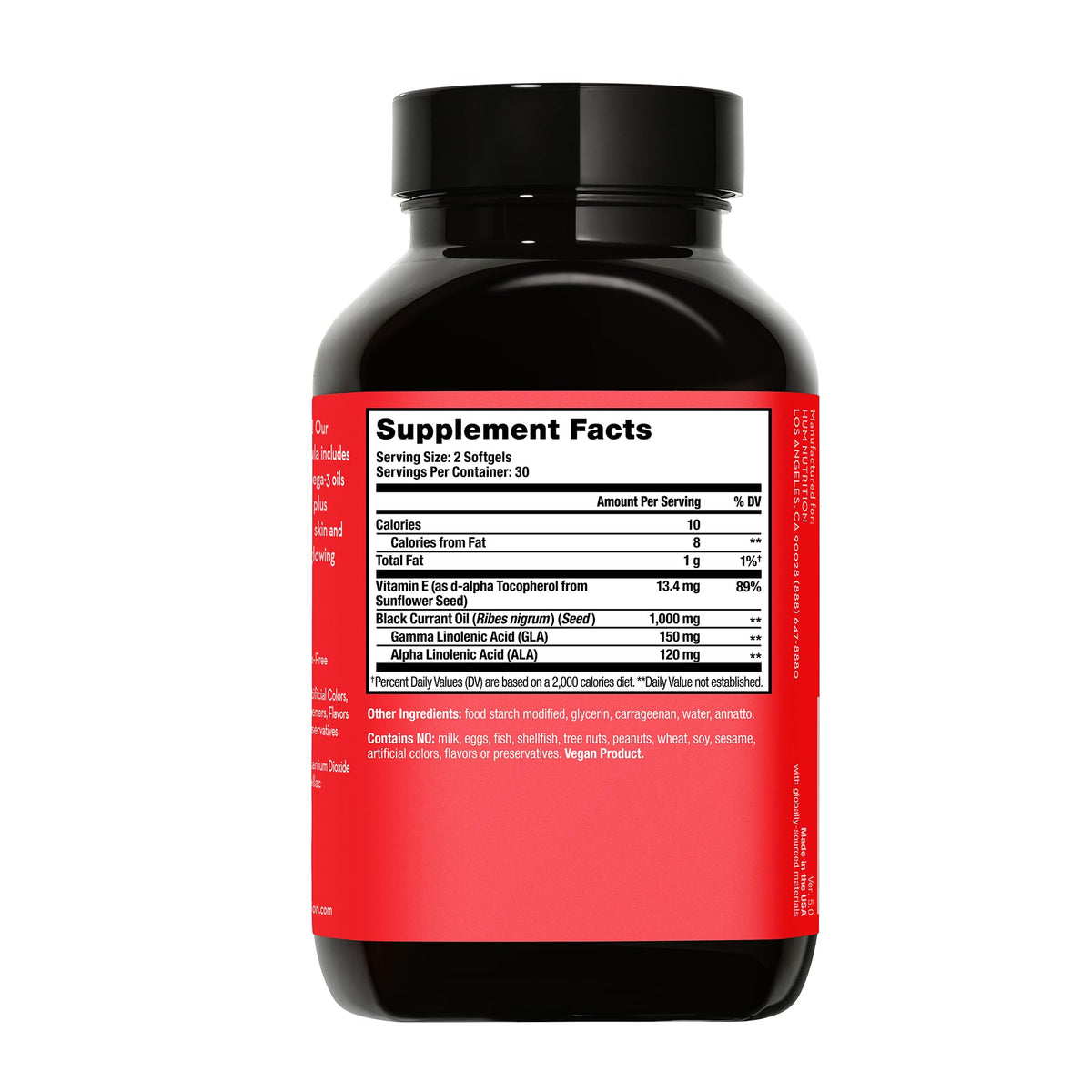 HUM Red Carpet - Skin & Hair Supplement - Black Currant Seed Oil for Glowing Skin