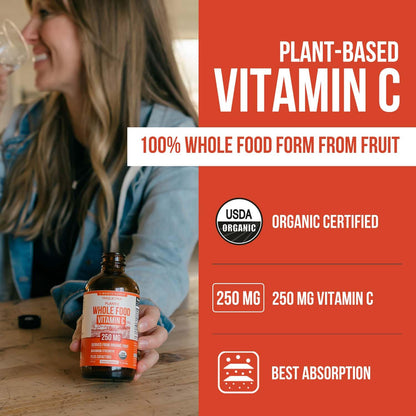 Organic Vitamin C | Whole Food Vitamin C from Fruit Plus Absorption Enhancing Cofactors - Vegan, Enhanced Bioavailability - Immune Support, Antioxidant, Total Health (90 Servings)