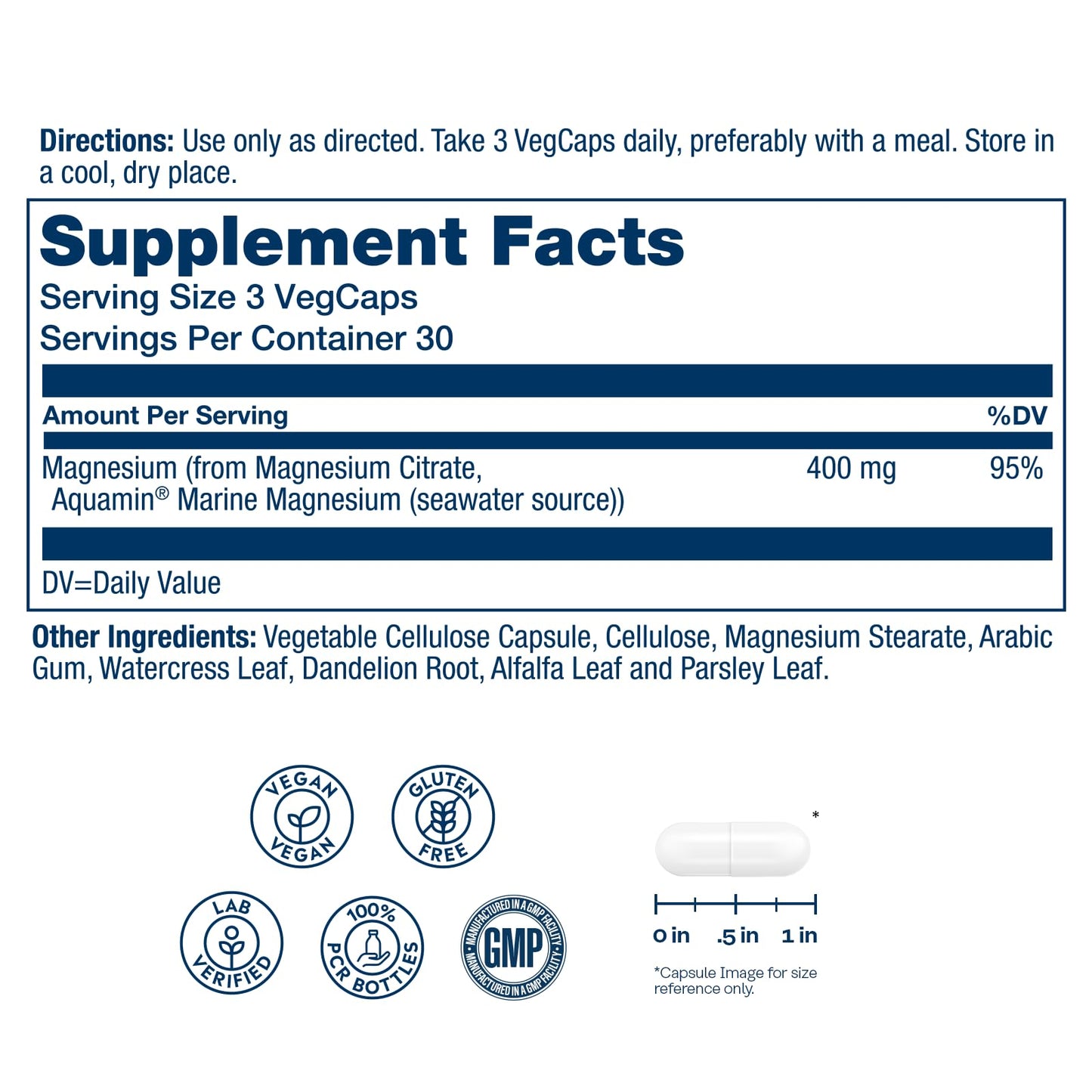 SOLARAY Magnesium Citrate 400mg - Magnesium Supplement - Bone Health, Muscle, Relaxation and Heart Health Support - Vegan, Gluten Free - 60 Servings, 180 VegCaps