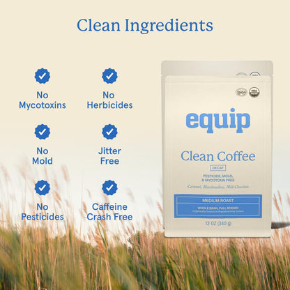 Equip Foods Clean Coffee | Gold Standard, Certified Organic, Fair Trade, Regenerative | Medium Roast, Whole Bean, Nicaragua | Brown Sugar+Chocolate+Citrus