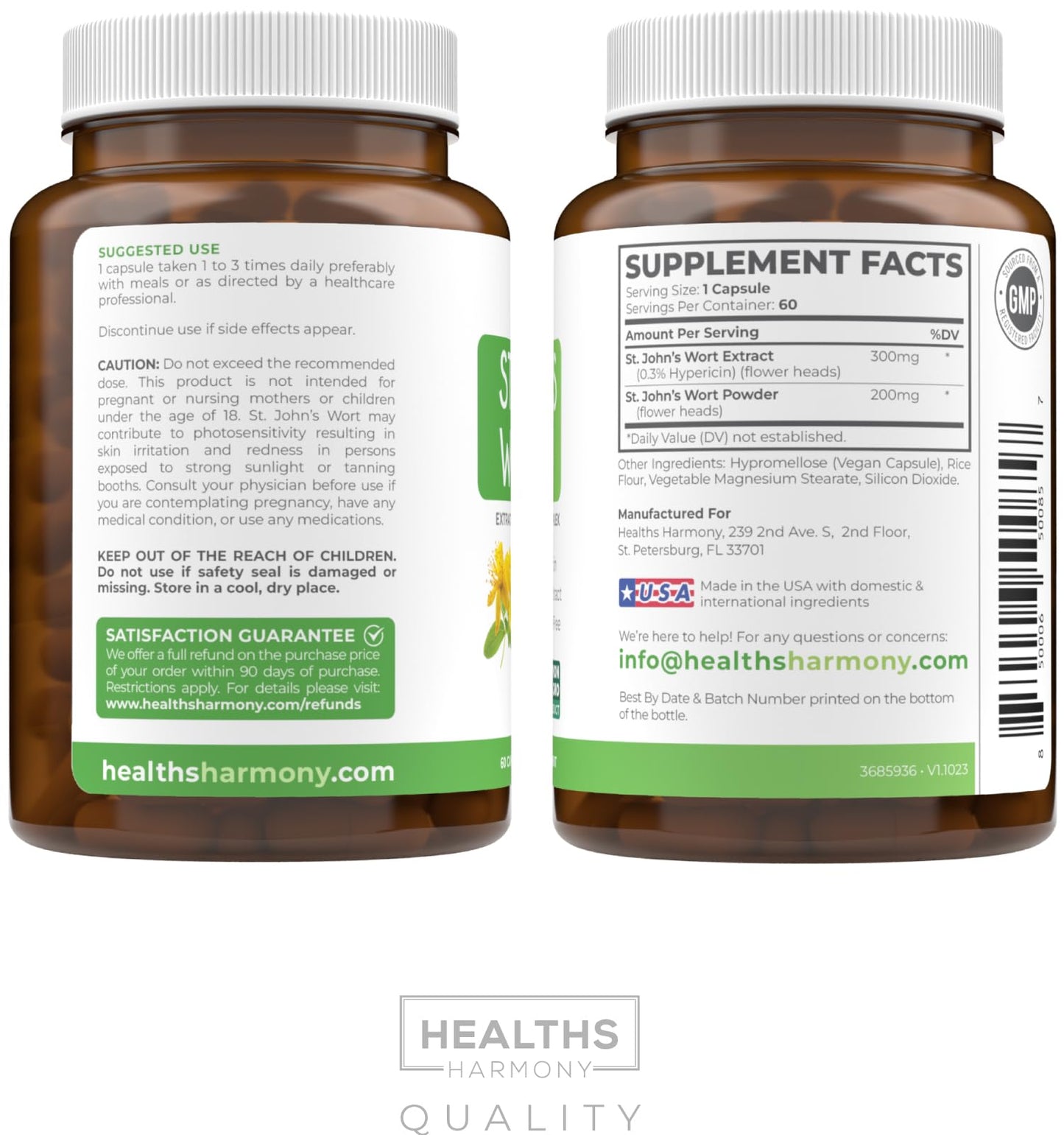 St John's Wort Capsules - Powerful & Potent Saint John's Wort Extract & Whole Herb Complex Standardized to 900mcg Hypericin for Balancing Daily Mood Support - Vegan Non-GMO & Lab Verified (120 Caps)