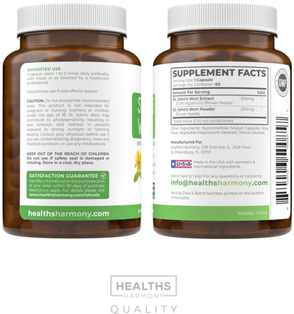St John's Wort Capsules - Powerful & Potent Saint John's Wort Extract & Whole Herb Complex Standardized to 900mcg Hypericin for Balancing Daily Mood Support - Vegan Non-GMO & Lab Verified (120 Caps)
