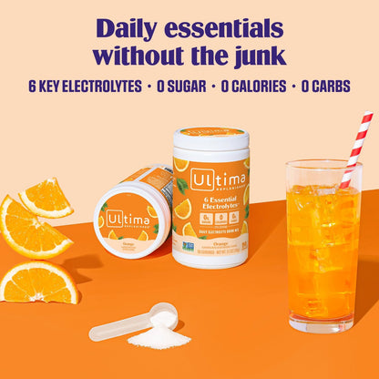 Ultima Replenisher Electrolyte Powder Drink Mix Bundle – Sugar Free – Orange, 90 Serving Canister and 20 Stickpacks – 6 Electrolytes and Minerals – Keto Friendly, Vegan, Non-GMO