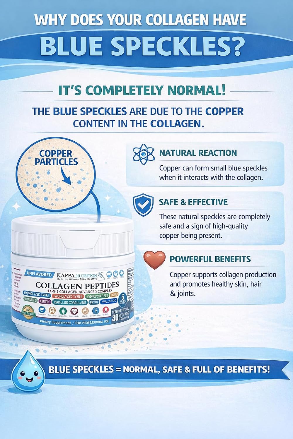 KAPPA NUTRITION Collagen Type I, II, III, 6 Billion Probiotic Acid Resistance, Hyaluronic Acid, Vitamin C, Biotin, Copper and MCT Oil, Beautiful Hair, Nails, & Skin, Collagen Peptides 9 in 1 (11.9oz)
