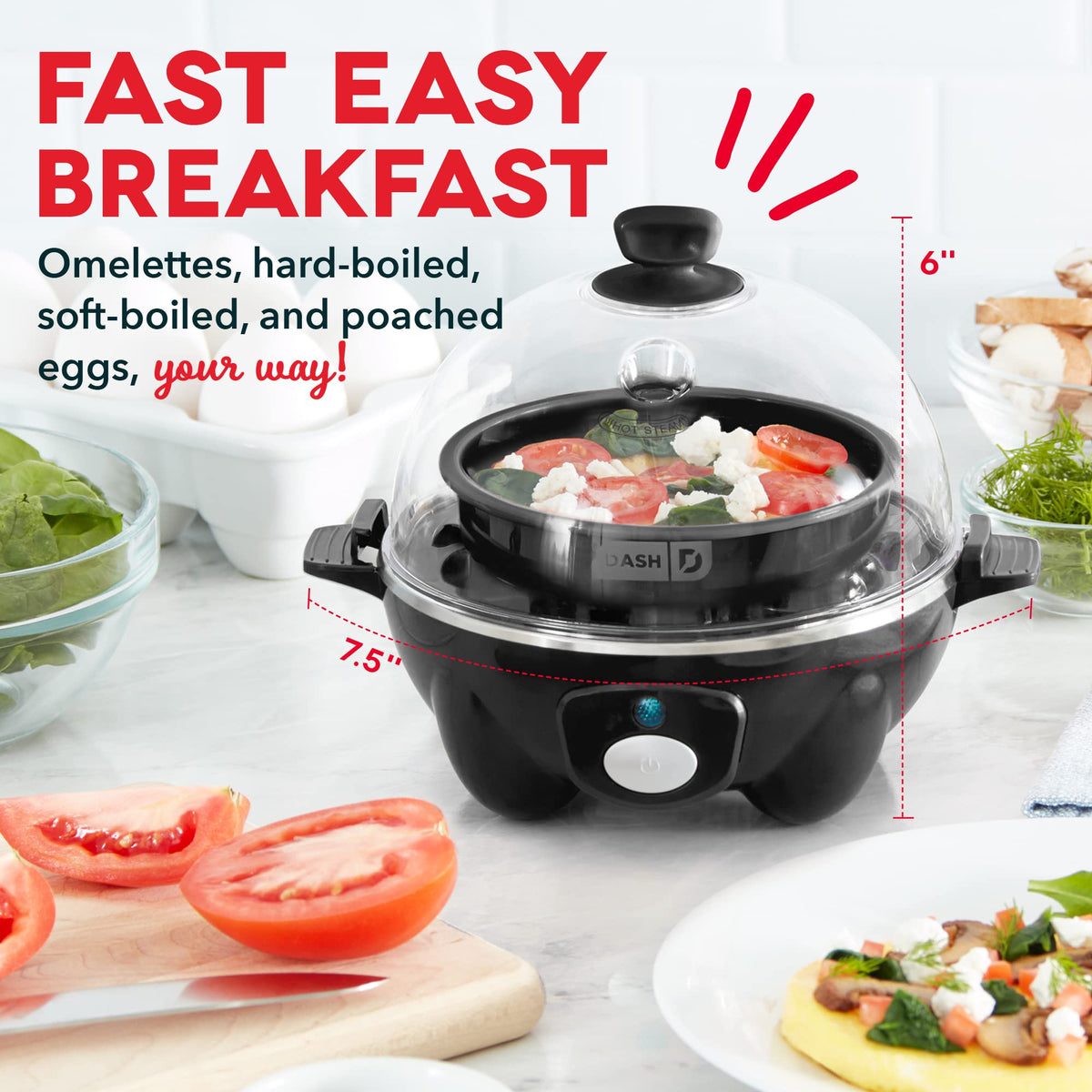 DASH Rapid Egg Cooker: 6 Egg Capacity Electric Egg Cooker for Hard Boiled Eggs