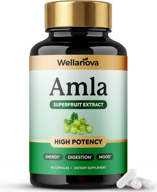 Amla Capsules 1000mg - Amla Superfruit Extract - 60 Capsules | from Indian Gooseberry (Amalaki), Ayurvedic Supplement, Antioxidant, Energy & Digestive Support - 60 Capsules