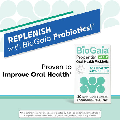 BioGaia Prodentis Oral Probiotics for Teeth & Gums and Bad Breath | Apple | Dental Hygienist-Recommended | Promotes Healthy Gums & Improves Oral Health | Fights Bad Breath | Dental Probiotic (3-Pack)