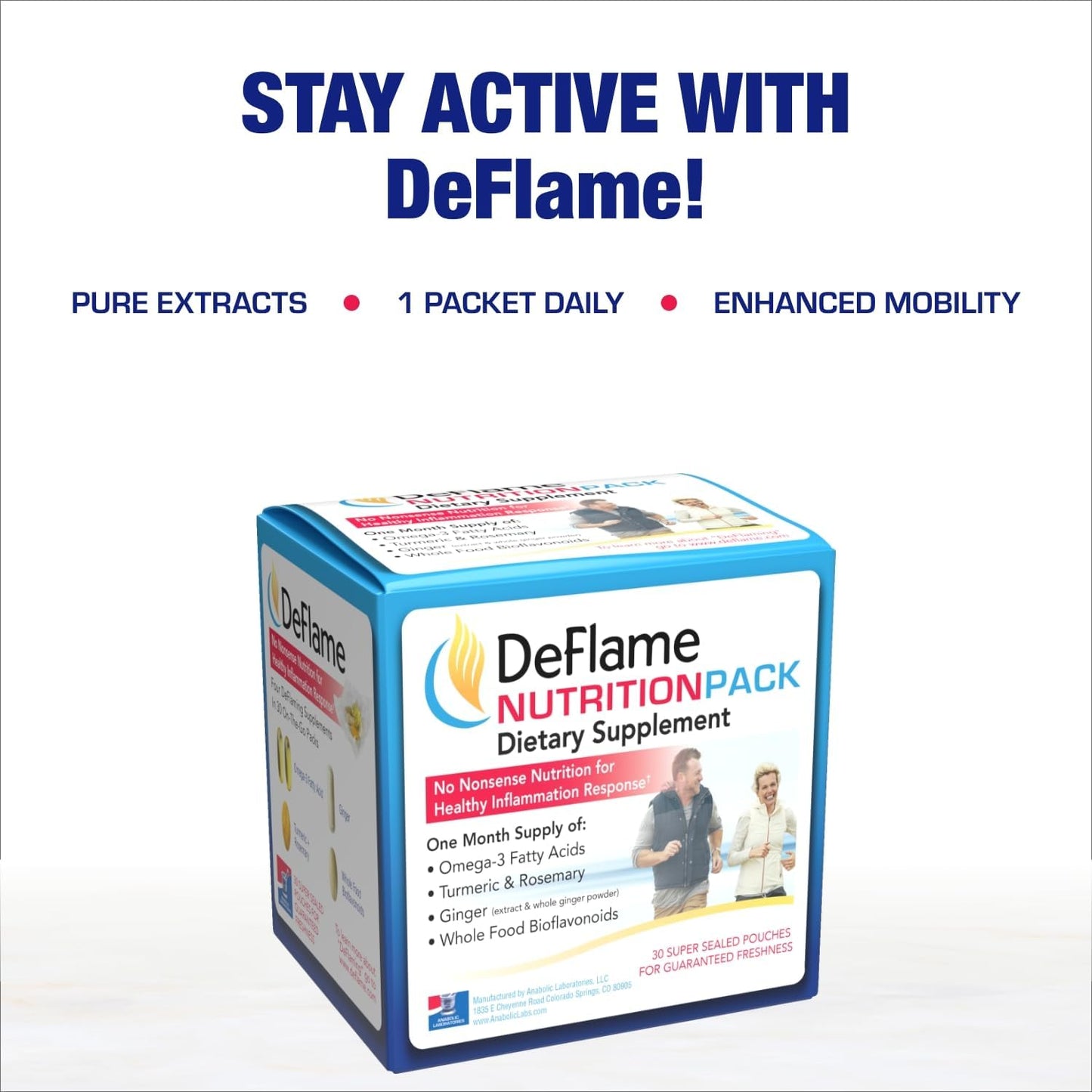 DeFlame Tendon and Ligament Supplements - Clinically Formulated Joint Support Supplement Vitamin Packs for Women and Men for Enhanced Mobility and Comfort Support - Made in the USA - 1 Month Supply