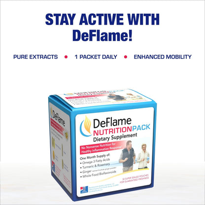 DeFlame Tendon and Ligament Supplements - Clinically Formulated Joint Support Supplement Vitamin Packs for Women and Men for Enhanced Mobility and Comfort Support - Made in the USA - 1 Month Supply