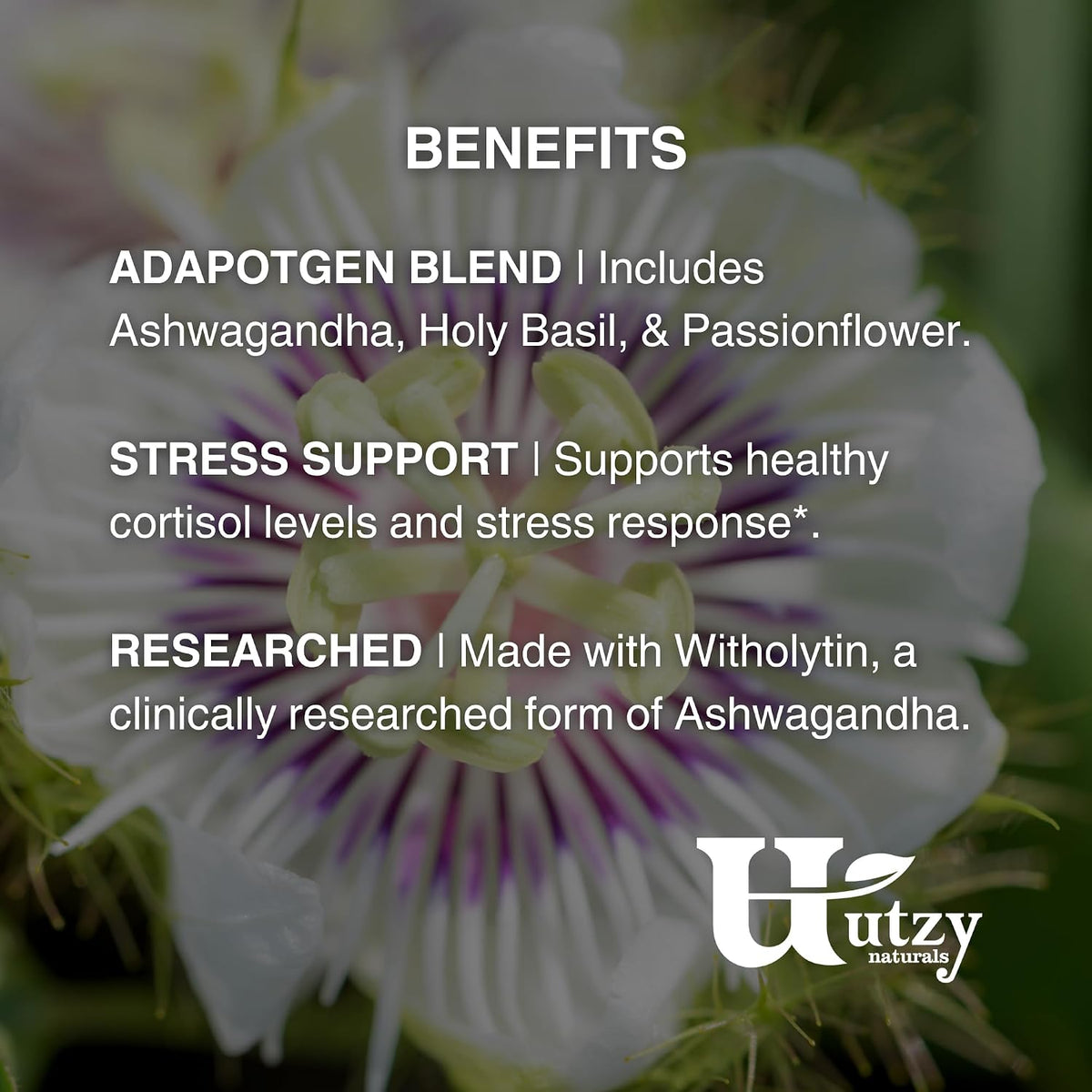 Utzy Naturals Adapto-Calm | Cortisol Support Supplement | 60 Capsules