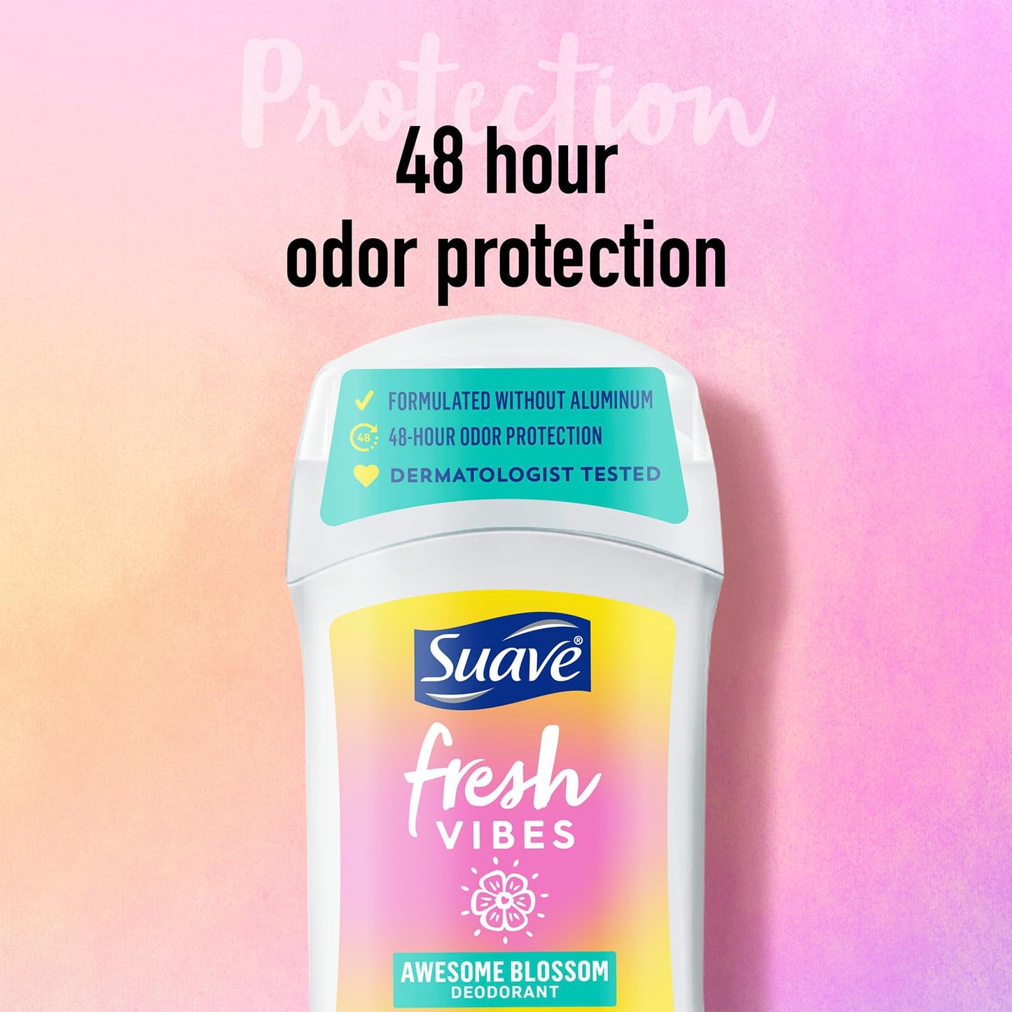 Suave Aluminum-Free Deodorant for Kids, Teen Girls & Boys, Fresh Vibes 2-Pack, 48H Protection, 1.2 Oz Ea