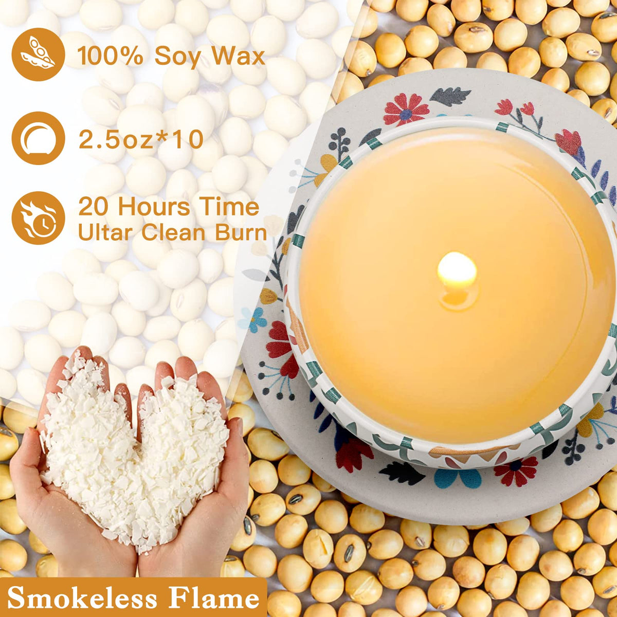 10 Pack Scented Candles Gifts, Aromatherapy Candles for Home Scented with 2 Coasters