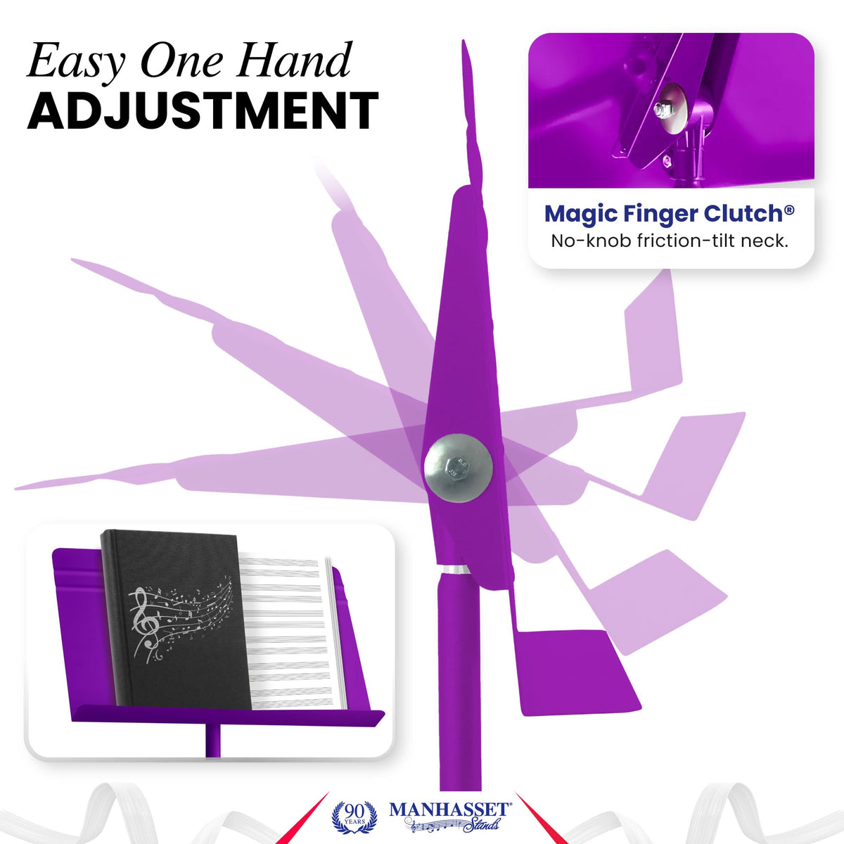 Manhasset Music Stand for Sheet Music - 48 Symphony Model - Long Lasting, Durable Manhasset Stand - Adjustable Height - 26" to 48" - Made in the USA