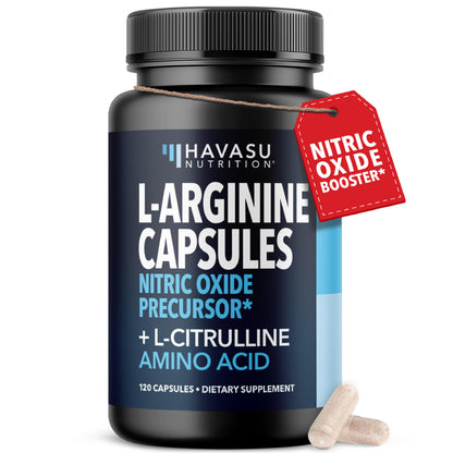 L-Arginine and L-Citrulline for Men, Nitric Oxide Support, 30 Servings | L Arginine 1000mg Capsules with L Citrulline and Tart Cherry, Performance Supplement for Men's Health, Vegan, 60 Count