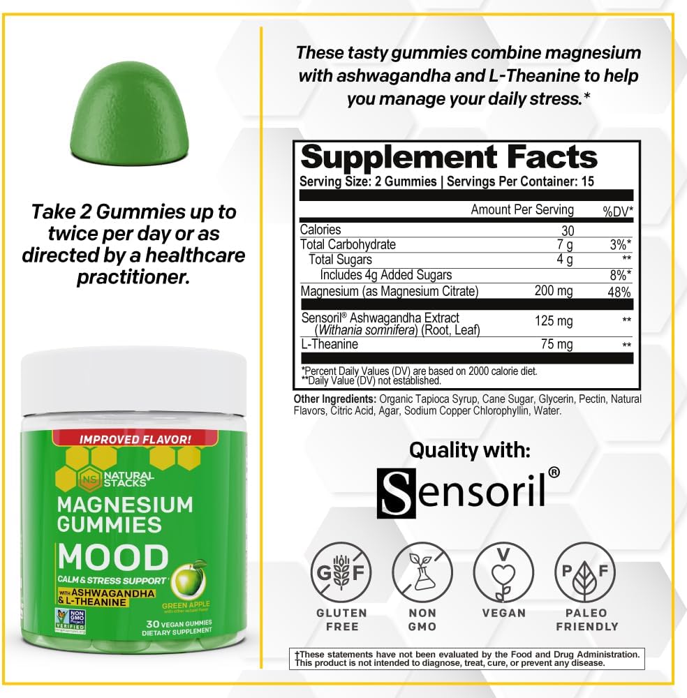 Natural Stacks Magtech + Mood Magnesium Gummies Bundle - 4 Forms of Magnesium - Supports Relaxation and Brain Health* - 120 Pieces