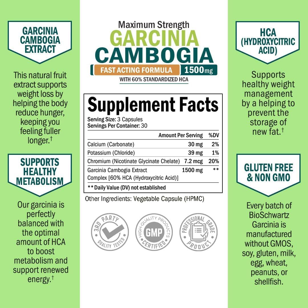 Garcinia Cambogia Weight Loss Pills with 1500mg HCA Pure Extract, 90ct