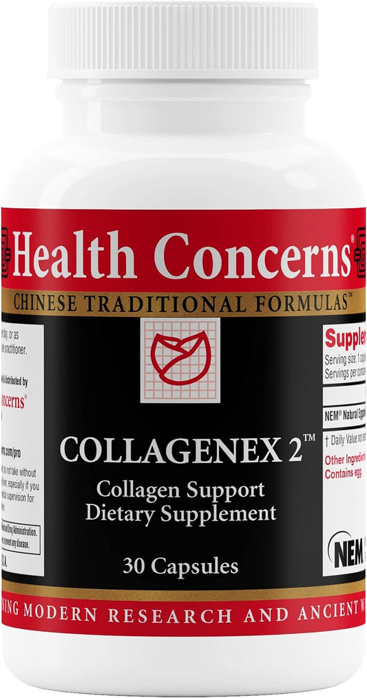 Health Concerns Collagenex 2 – Collagen Supplement for Joint Support & Flexibility – Natural Eggshell Membrane for Men & Women - Connective Tissue Support – Chinese Herbal Supplement - 30 Capsules