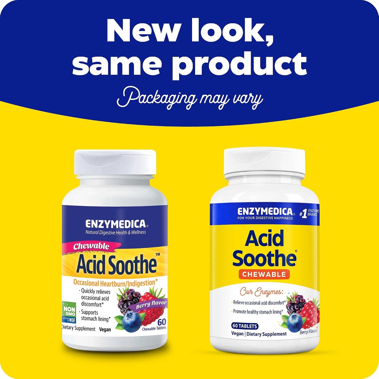 Enzymedica Acid Soothe Chewable Supplement for Women & Men - 60 Tablets