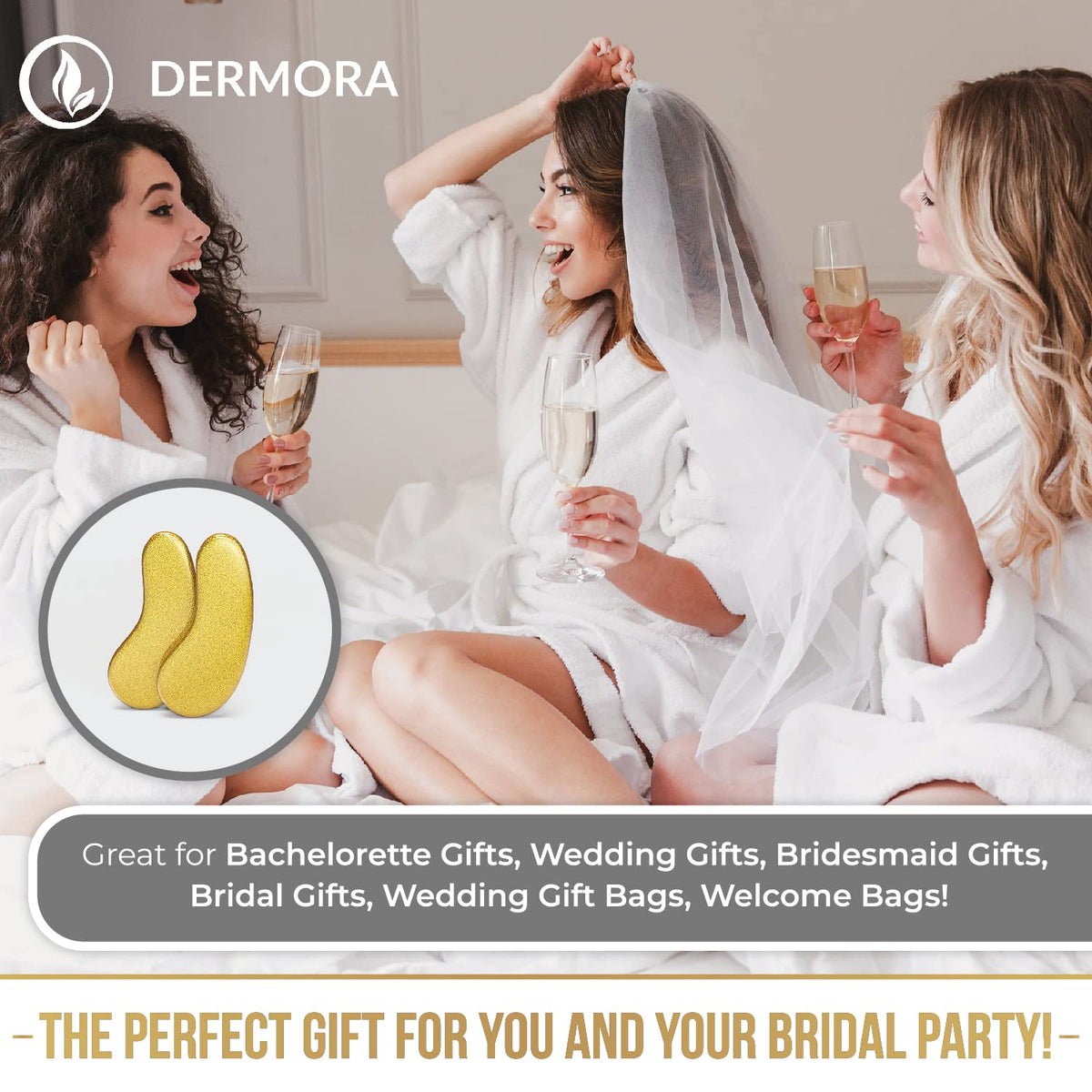 DERMORA Golden Glow Under Eye Patches (50 Pairs Eye Gels) - Rejuvenating Treatment