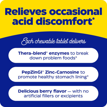 Enzymedica Acid Soothe Chewable Supplement for Women & Men - 60 Tablets