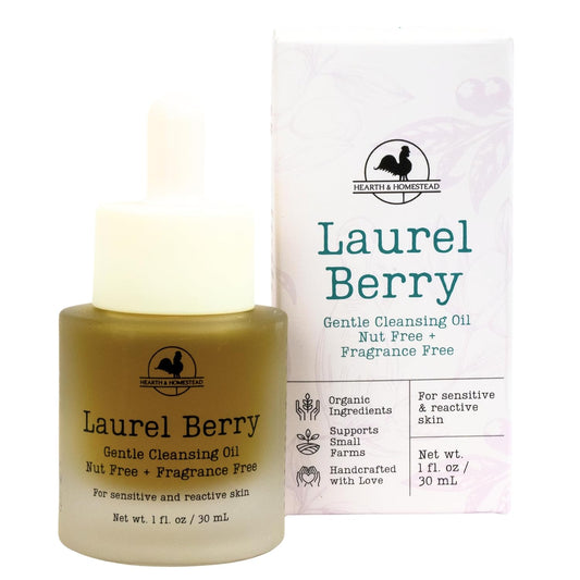 Hearth & Homestead Laurel Berry Oil Cleanser - Nut Free, Fragrance Free | No essential oils, no synthetic fragrance, no preservatives Safe for rosacea, dermatitis & pregnancy