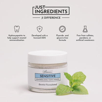 Just Ingredients Remineralizing Tooth Powder - Fluoride-Free, Whitens, Vegan, Clean - 1 oz Whitening