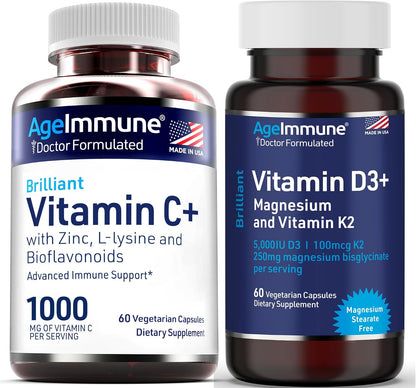 AgeImmune Immune Support with Brilliant D3+ Brilliant C+