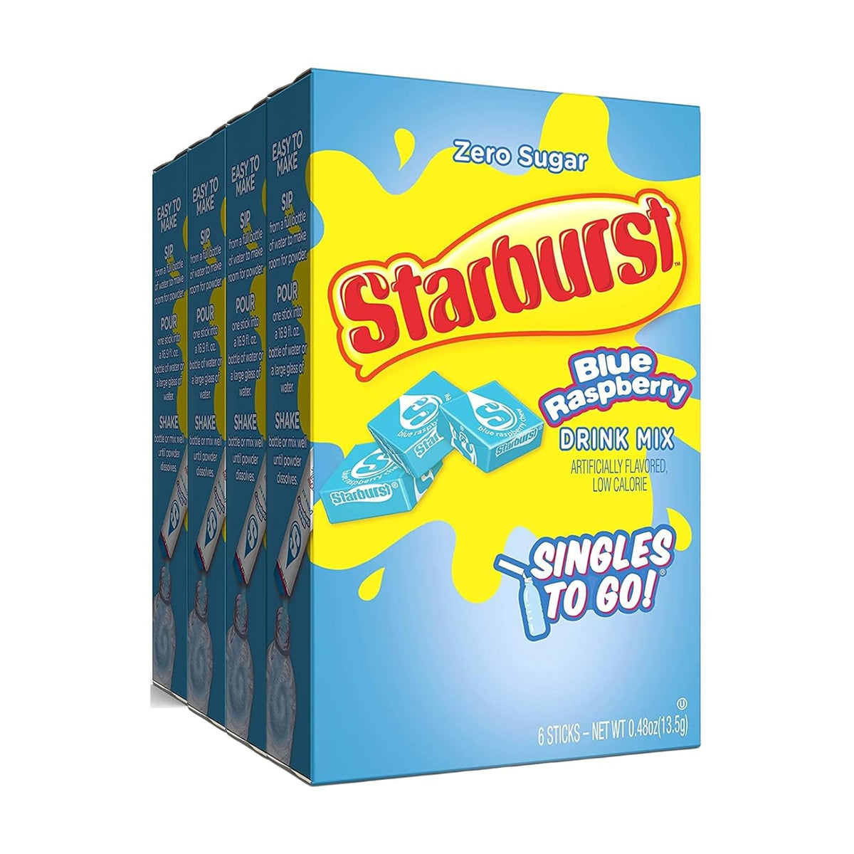 Starburst Blue Raspberry Singles To Go Drink Mix - 0.59 oz, Pack of 4