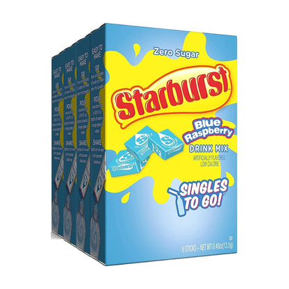 Starburst Blue Raspberry Singles To Go Drink Mix - 0.59 oz, Pack of 4