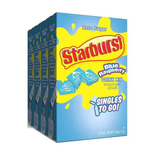 Starburst Blue Raspberry Singles To Go Drink Mix - 0.59 oz, Pack of 4