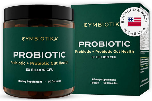 CYMBIOTIKA Probiotic + Prebiotic, 60 Billion CFU, 19 Strains for Gut