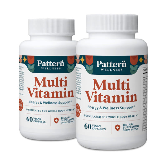 Pattern Wellness Multivitamin for Men & Women – 60 Vegan Capsules | Vitamin A, B, C, D, E – Supports Energy & Wellness – Whole Body Health – Daily Multivitamin Supplement