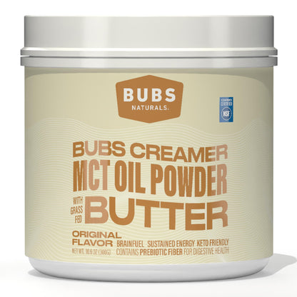 BUBS Naturals Halo MCT Oil Powder, 10g Travel Packets Functional Keto Coffee Creamer with MCT Oil & Grass-Fed Butter Unflavored Powder, Includes 14 Packets