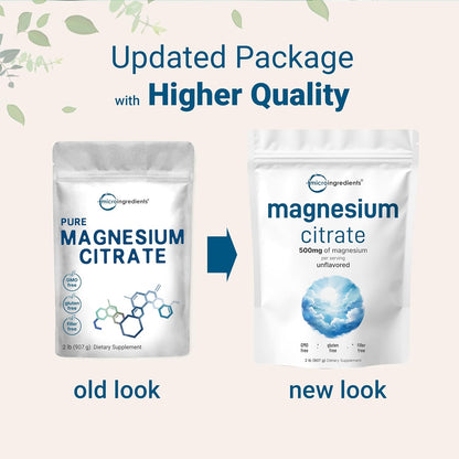 Magnesium Citrate Powder, 2lbs | Unflavored Magnesium Supplement | Relaxation and Nutrient Utilization | Easily Absorbed Formula | Non-GMO, Vegan, Gluten Free