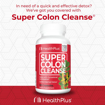 Health Plus Super Colon Cleanse 60 Day Supply of Gentle Gut Cleanse Detox, Psyllium Husk, Probiotics for Constipation Relief & Digestive Support, 240 Capsules