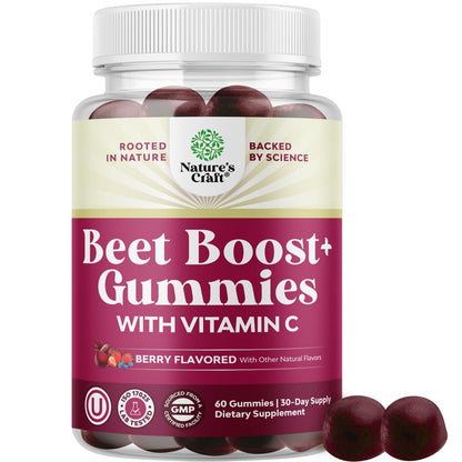 Flow Boosting Beet Root Gummies - Invigorating Beet Gummies for Adults Nitric Oxide Energy & Heart Health Support with Grapeseed Pomegranate & Vitamin B12 - Vegan Non-GMO & Gluten Free - 60 Count